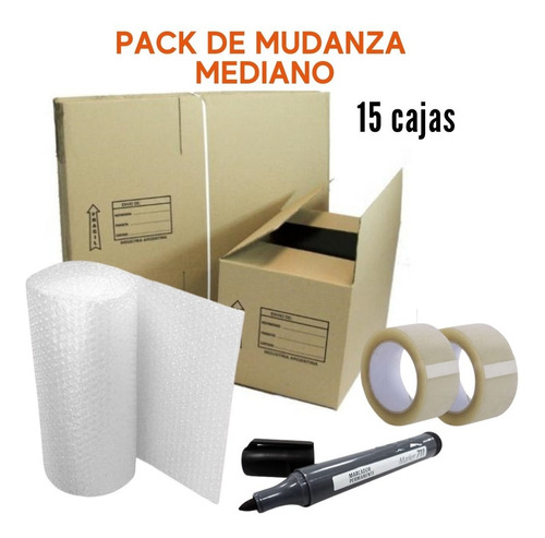 Pack De Mudanza  15 Cajas + Burbujas + Cinta Adhesiva