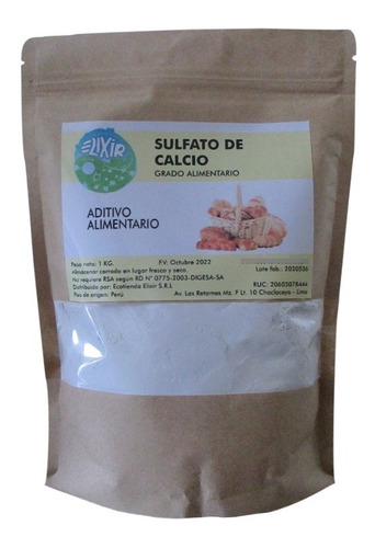 Sulfato De Calcio Anhidro | Food Grade | Bolsa 1 Kg