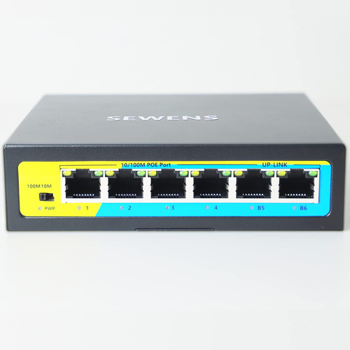 Switch Poe+ 6 Puerto 4 2 Ethernet Up Funcion Extension 60w 1