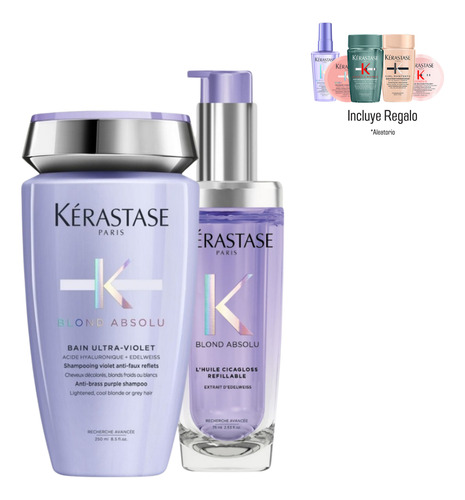 Tratamiento Para matizar el Cabello Kerastase Shampoo Blond y Aceite Cicagloss
