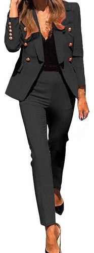 Conjunto Casual De Chaquetas Lisas De Oficina Para Mujer