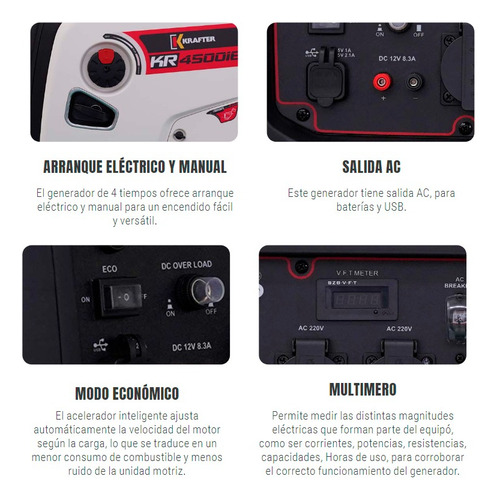 Generador Inverter Krafter 4000w 220v Kr4500id - Tecnodeliv