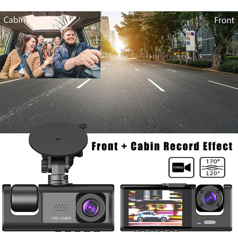 3 Lentes De Cámara Coche Dvr 3 Canales Dash Cam Hd 1080p