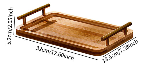Bandeja De Madera Para Servir Con Asas, Bandeja Rectangular
