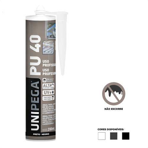 Silicone Adesivo Pu40 Vidro Metal Juntas Dilatação 400g