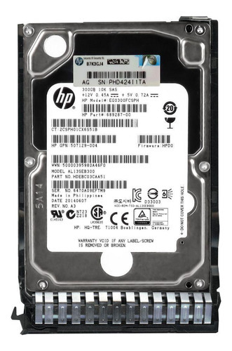 Hd Sas 300gb Hp Eg0300fcsph 2,5 300gb Sas 64mb 10000u/min Dp 6gb 689287-001 507127-b21 507284-001 689287-001 Cor Preto