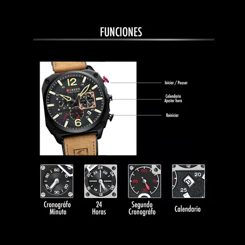 Reloj Curren 8398 En Cuero Hombre Cronos Funcionales Lujo
