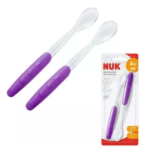 Imagen 1 de 3 de Nuk Set De 2 Cucharas Largas De Silicona Para Bebes 4+ Meses