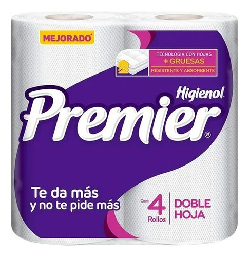 10 Pzas Papel Higiénico Premier 4 Rollos Con 271 Hojas Doble