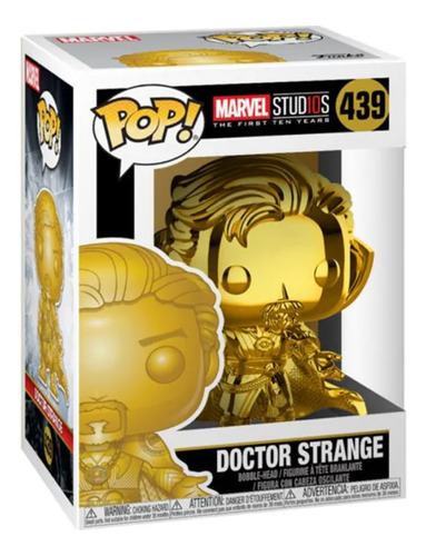 Dr Strange Cromado Funko Pop Marvel Studios 10 Years