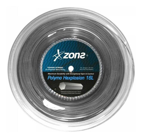 Cuerda Tenis Zons Polymo Hexplo 16l/1.28mm Rollo 120 Mts.