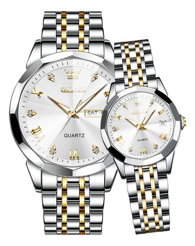 Relojes Olevs Con Calendario Luminoso Para Pareja, 2 Unidade