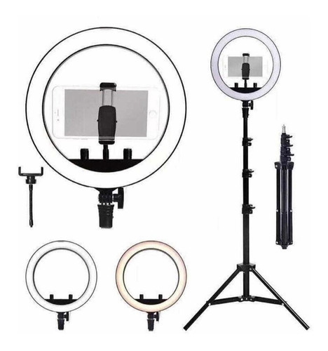 Ring Light Led Iluminador Portátil Completo 26 Cm Tripé 2,1m