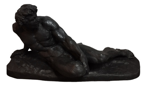 Escultura Figura Hombre Desnudo Mide 67 Cm Largo En Resina  