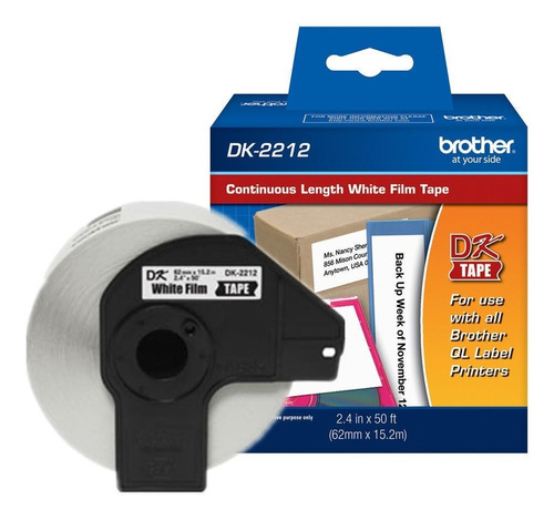 Cinta Plastica Brother Dk2212 Negro Sobre Blanco 62mm X1 /vc