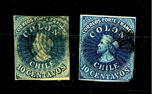 Sellos Postales De Chile. Primera Emisión, N° 6, Año 1854.