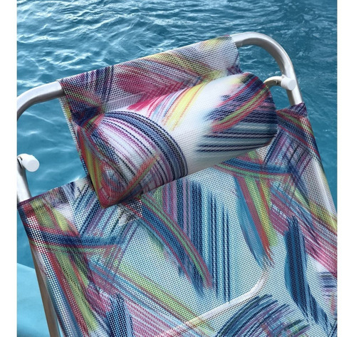 Kit 2 Cadeiras Up Line Reclinável 5 Posições Alumínio Praia Cor Aquarela