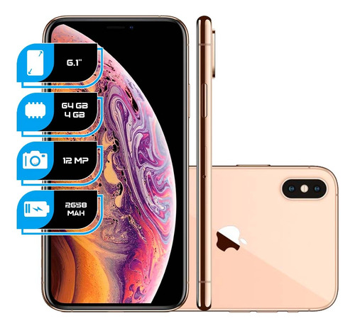 Apple iPhone XS 5.8  64gb Gold Dual 12mp Hexa-core 4g Ram