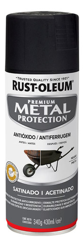 Spray Preto Acetinado Antiferrugem - Rust Oleum