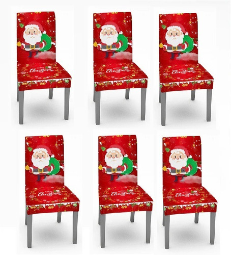 Funda Cubre Silla Asiento Navidad Pack 6 Unidades Elasticado