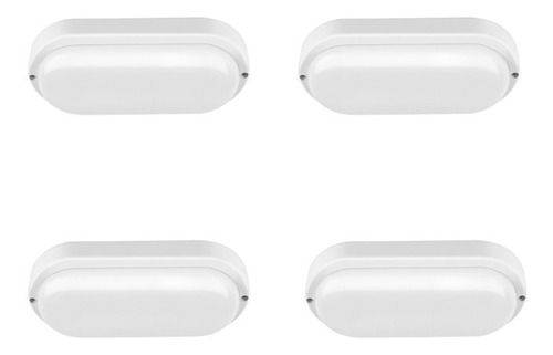 Pack 4 Tortugas Oval Led  Exterior Blanco Led 18w 220v