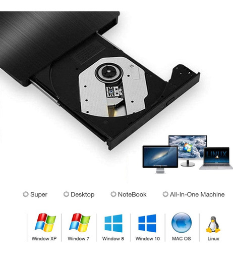 Unidad De Cd Externa Usb 3.0 Portable, Cd Dvd Rw Drive