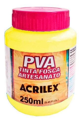 Tinta Pva Fosca Para Artesanato 250ml Amarelo Limao 32250504