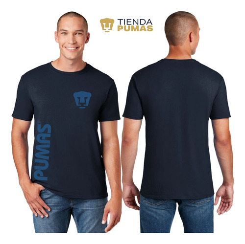 Playera Deportiva Hombre Pumas Unam Retro Azul Vinil