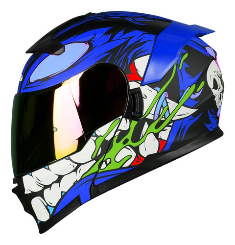 Casco Abatible Para Moto Hro 3440 Intercreature Azul Mate