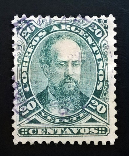 Argentina, Sello Gj 89 J. A. Roca 20c. 1888 Usado L12067