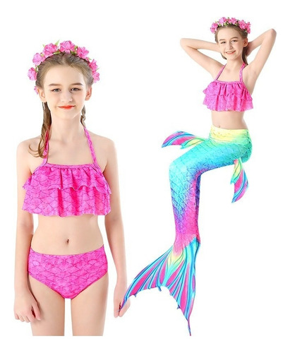 Kit De Cola De Sirena Con Bikini Sin Monoaleta De Niños