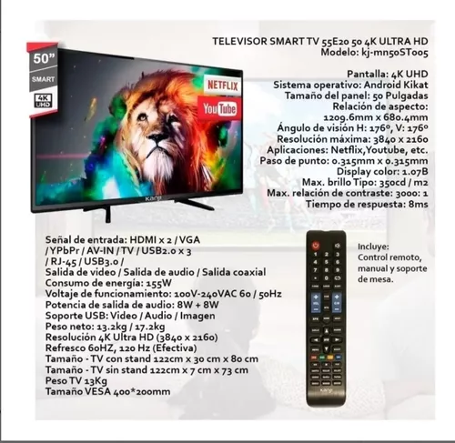 Smart Tv 60 Pulgadas Kanji Led 4k Ultra Hd Control Remoto
