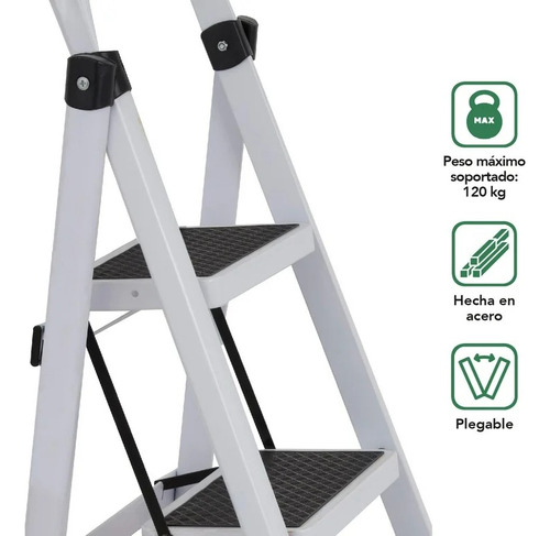 Escalera 2 Peldaño Eoland Taburete Plegable Tijera Multiproposito 2 Escalones Peldano Antideslizantes