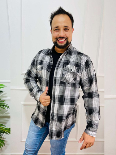 Imagem 3 de 4 de Camisa Masculina Flanelada Delkor Plus Size