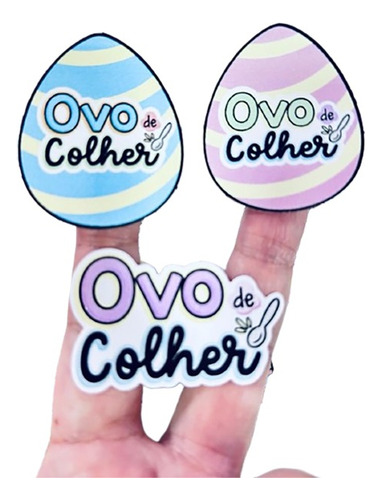 40 Adesivos Feliz Pascoa - Ovo De Colher  5 Cm Confeitaria