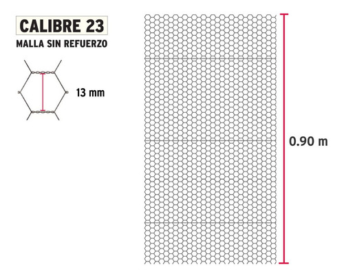 Rollo 45 M X 0.9 M Malla Hexagonal Calibre 23 Abertura 13 Mm
