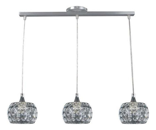 Pendente Lustre Demeter Triplo Cristal Redondo Para Led