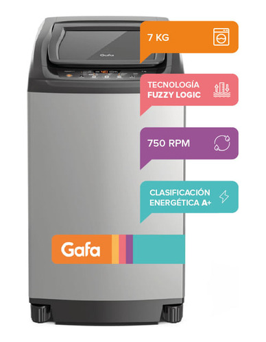 Lavarropas automático Gafa FuzzyFit gris plata 7kg 220 V