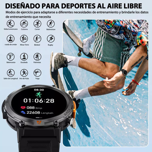Eigiis Ke3 Smart Watch Lanterna Tática Com Duplo N