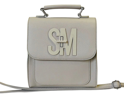 Bolsa De Dama Sm; 2 En 1 Crossbody Y Mochila. Beige Lisa Níquel Beige