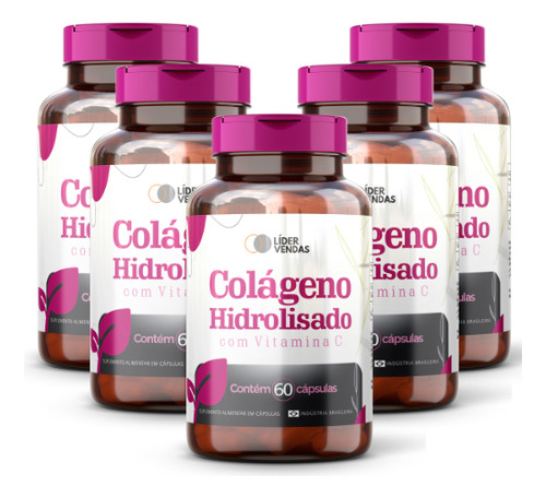 Colágeno Hidrolisado - 60 Cáps De 500mg Kit Com 5 Potes