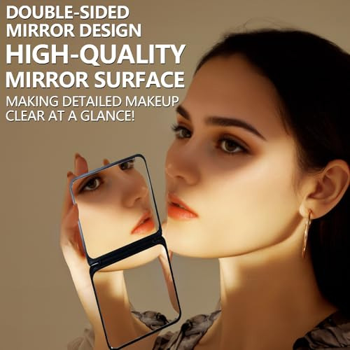 Espejo De Maquillaje Mini Portátil Plegable, De Doble Cara,
