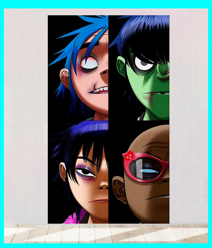 Cuadro Decorativo Gorillaz 29x50 Cm Electronica Grupo Artpop