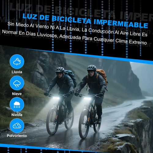 Bicicleta Luz Recargable Usb 6000 Lúmenes Impermeable Led