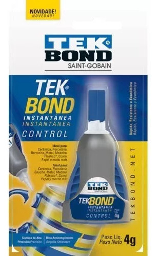 Adesivo instantâneo de cianocrilato Tekbond Control 4G/cola multiuso Tekbond Control 4G