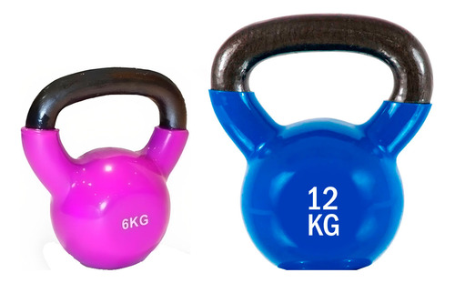 Set Combo Pesa Rusa Goma Vinílica 6 Y 12 Kg Para Ejercicio