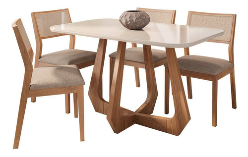 Mesa De Jantar Bromelia 130cm Com 4 Cadeiras Oiti Djwt