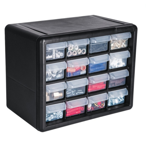 Caja Organizadora Con 16 Gavetas 27x22x16cm Truper Color Negro