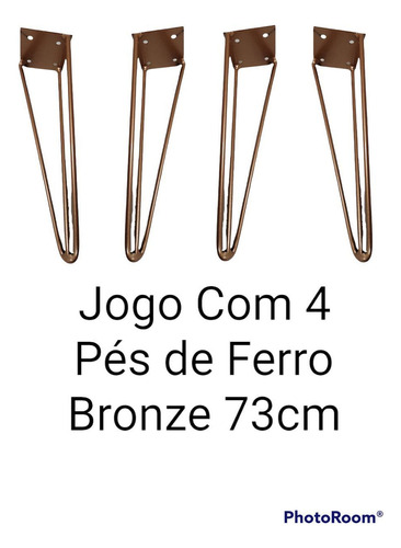 Kit 4 Pés De Ferro Hairpin Legs 73 Cm Bronze Medcombo