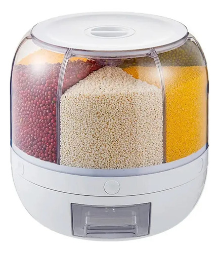 Dispensador Giratorio Cereales Granos Dulce 6 Compartimentos Blanco